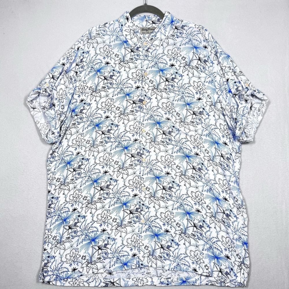 Kenny Flowers Shirt Mens XXL 2XL Hawaiian Tropical Floral‎ Rayon Beach Vacation